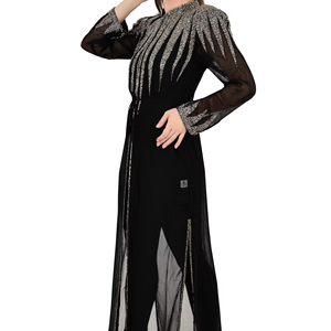 Nueva Abaya de Lujo de Dubái, Abierta por Delante, con Cuentas Hechas a Mano y Lentejuelas, Vestido Musulmán Completo de Crepé, Alta Calidad, Personalizado, Modesto, Diferente - Product Image 1