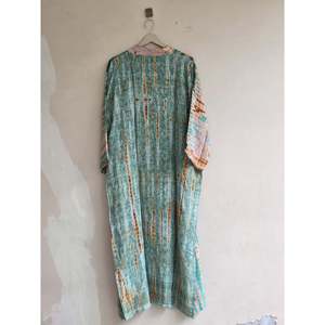 Soft Silk Tie-Dye Kimono Lounge <b>Robe</b> Long Wedding Dress with Tie for Her <b>Beach</b> Gift Woven Fabric - Product Image 4