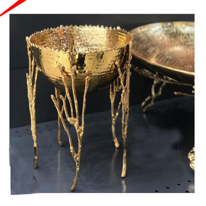 Bol de service noir en métal de qualité supérieure avec bol de service de vaisselle sur pied doré design - Product Image 4