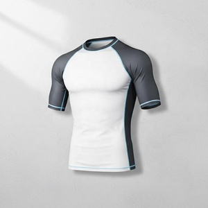 Rashguard à manches longues pour homme, style col roulé, pour MMA, BJJ, arts martiaux, entraînement sportif, personnalisable avec logo. - Product Image 1