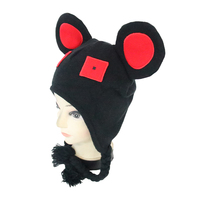 Nuevo Diseño Personalizado, Gorro de Punto Acrílico 100% para Adultos Unisex, Cálido para Invierno, con Bordado 3D de Ratón de Dibujos Animados