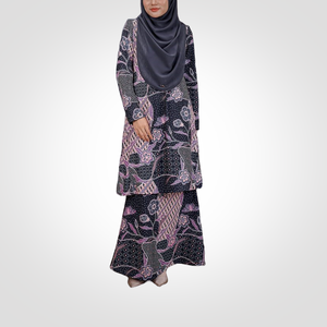 Vestido de mujer musulmana moderna SIPO en Pahang Malasia Eid Borong Kurung con Cetakan Bunga hecho de fibra de poliéster - Product Image 2