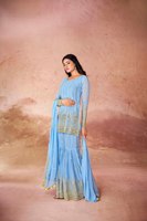 Ensemble Sharara traditionnel indien pour femme, élégant, en georgette, coupe ajustée, avec broderies et sequins, idéal pour l'été, Diwali et les mariages