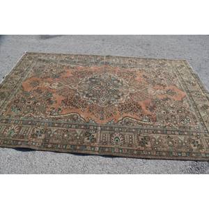 Tapis traditionnel en laine bleu orange 6.2x9.7 pieds classique Vintage turc tissage plat salon tapis Latex support Patchwork - Product Image 3