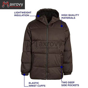 Abrigo acolchado clásico recortado de alta calidad para hombre, prendas de vestir exteriores de invierno de manga larga, tela de lona duradera cómoda para trabajar - Product Image 3