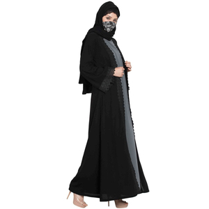 Ropa islámica para mujer, gris teñido, 2023, caftán Abaya, nuevo estilo, vestido musulmán, Abaya personalizado, abaya de diseño negro personalizado - Product Image 3