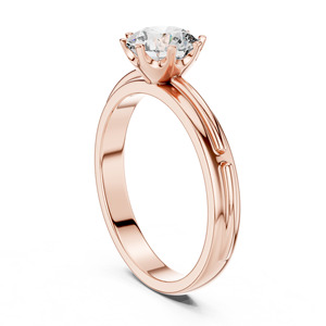 Bague de fiançailles en or jaune, blanc et rose de 1 carat avec diamant rond de 1 carat cultivé en laboratoire-Bijoux en diamant de laboratoire - Product Image 6