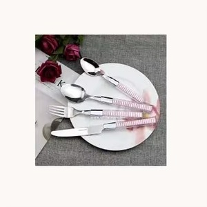 Juegos de Cubiertos de Acero Inoxidable Plateados con Mango de Resina Azul para Bodas y Eventos - Product Image 3