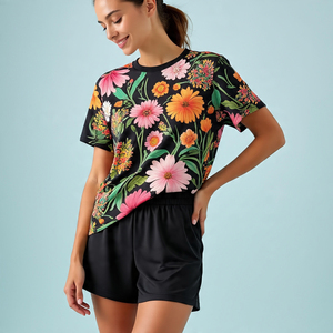 2025 primavera mujer Fitness Jogging Wear Twin Sets camisetas y pantalones cortos impresos con forro de sublimación - Product Image 4