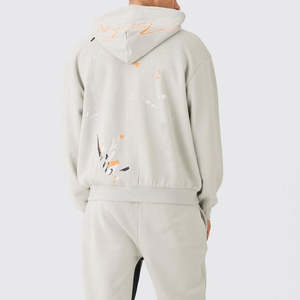 Conjunto de sudadera con capucha y forro polar de algodón para hombre, chándal transpirable con serigrafía de logotipo personalizado a prueba de viento para ropa de invierno informal - Product Image 3