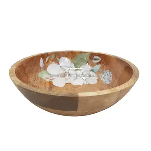 Luxury Wooden Salad Bowl Eco-Friendly Party Serving <b>Dinnerware</b> with Customized Color and Logo - Product Image 3