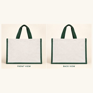 Bolsa de Yute Laminado Verde 16x13x6 cm, con Logotipo Personalizado, Reutilizable, para Regalos, con Base Reforzada, PriGlob Exim - Product Image 2