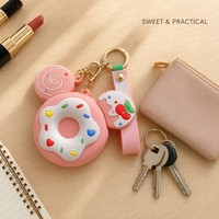 Porte-clés en silicone en forme de donut, mignon, avec chaîne, pendentif en caoutchouc souple, cadeau de Noël, vente en gros, OEM, ODM, direct