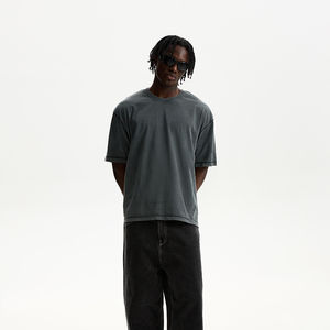 T-Shirt personnalisé surdimensionné pour hommes en détresse lavage à l'acide conception 100% coton été minéral pierre lavé surdimensionné hommes t-shirts - Product Image 3