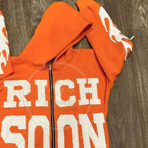 <b>Top</b> Selling OEM Service Breathable <b>Distress</b> Hooded Fleece Long Sleeve Men's Cotton Blended Hoodies for Winter Solid Pattern - Product Image 5