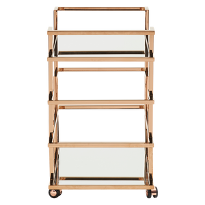 Carrito de servicio de metal dorado con cuatro ruedas, mesa de comedor móvil de hierro + vidrio para uso en el gimnasio del restaurante del hotel en casa - Product Image 6