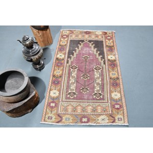 Traditionnel violet brun 2.7 X 4.5ft grande surface Vintage tapis turc laine peau de vache Latex rectangulaire Patchwork peluche pour couloir - Product Image 1