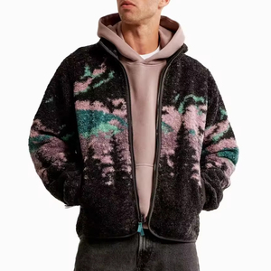 Veste polaire chaude d'hiver pour homme, col montant, fermeture éclair intégrale, imperméable, respirante, couleur unie, grande poche décorative, logo frontal - Product Image 2