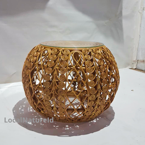 Mesa auxiliar minimalista de ratán tejido de primera calidad, duradera, para patio, balcón, mesa de centro para restaurante, interior. - Product Image 1