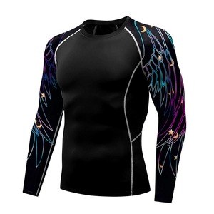 Camiseta de Compresión de Manga Larga con Estampado Digital Personalizado con Tu Propio Logotipo para MMA BJJ, 100% Poliéster, Secado Rápido y Transpirable - Product Image 1