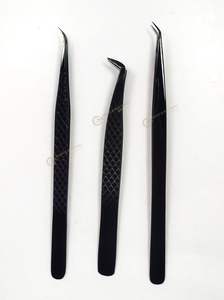 ที่คีบขนตาสแตนเลสสีดำปลายแหลมไฟเบอร์เพิ่มวอลลุ่มอุปกรณ์ขนตาแบบปรับแต่งโลโก้ได้ - Product Image 5