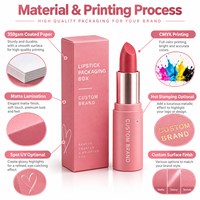 Boîte d'emballage personnalisée pour rouge à lèvres, boîte en papier cosmétique de luxe, logo personnalisé imprimé, boîte à rouge à lèvres, emballage de beauté en gros