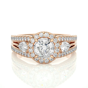 Iced Out 3 Stone Lab Grown Diamond Halo Accent Ring IGI Certified 18K White Gold Diamond Wedding Ring for Women Jewelry - Product Image 1