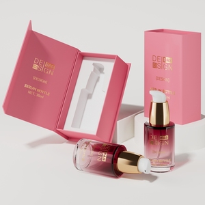 Chăm sóc da container và bao bì màu Đỏ Frosted Glass 1oz phẳng Vai tóc tinh dầu Chai nhỏ giọt 15ml 30ml với hộp - Product Image 6