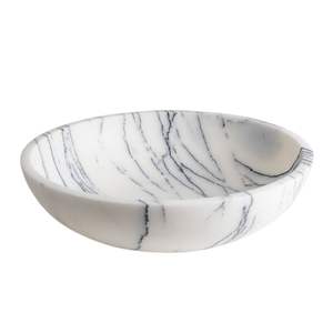 Frutero de Mármol Blanco Gris con Remolino, Hecho a Mano, Moderno, Minimalista, de Lujo, con Textura Retorcida, Tallado en Piedra, para Servir Frutas, Decoración de Mesa - Product Image 6