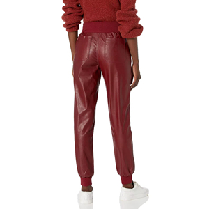 Dernier design Pantalon décontracté coupe-vent en cuir PU pour femmes Taille élastique Meilleur prix de gros - Product Image 2