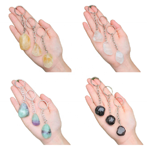 Pierres naturelles mélangées, perles de pierres précieuses, Charka de guérison, enveloppées de pierres précieuses, porte-clés en cristal, vente en gros - Product Image 2