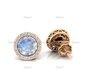 Joyería minimalista, pendientes de piedras preciosas de piedra lunar arcoíris Natural en oro macizo de 14K, joyería fina para mujeres y niñas - Product Image 5