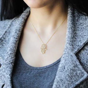 Collier avec pendentif en forme de Hamsa élégant, design origami, fabrication turque, vente en gros, bijoux en argent sterling 925 - Product Image 2