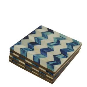 Posavasos de madera cuadrada a rayas con empalme de madera de nogal negro y cerezo de arce natural para beber café té - Product Image 5