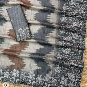 ผ้าไหมทัสเซอร์ลายชาติพันธุ์แบบใหม่ล่าสุด พร้อมขอบปักลายสวยงาม มีสินค้าในสต็อก เหมาะสำหรับงานแต่งงาน ผู้หญิงอินเดีย - Product Image 1