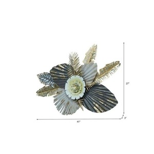 Estilo de lujo Sala de estar Decorativo Marco rectangular de alta calidad Cuadro de metal dorado y verde abstracto Arte de pared - Product Image 2