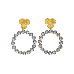 Nouvel arrivage de boucles d'oreilles en argent Sterling 925 de forme ronde en saphir d'eau (Iolite Hydro) avec pierres précieuses - Product Image 1