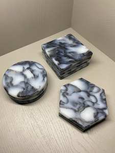 Sous-verres en marbre faits à la main élégants, ronds, hexagonaux, circulaires, carrés, décoration artisanale pour la maison - Product Image 3