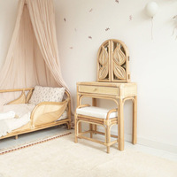 Coiffeuse simple en rotin designs uniques meilleur prix tables de toilette de maquillage naturel pour enfants dressing garde-robe