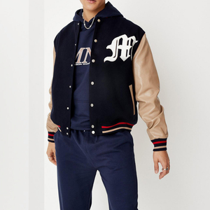Manches en cuir avec corps en laine 100% patchs en chenille personnalisés College Letterman Varsity Bomber Jackets pour hommes et femmes - Product Image 1