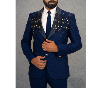 Venta caliente Plaid Slim Suit Single Breasted Men's Business Gentleman Suit Chaleco Pantalones 3 piezas Mandarin Collar Worsted Suit Tuxedo - Product Image 6