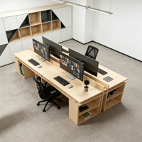 Poste de travail modulaire de bureau 4 places, cloison de bureau en bois pour le personnel