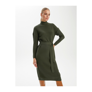 Vestido de Punto a Rayas con Cinturón de Lana para Mujer BGN W24HD022 - Elegante Vestido Suéter con Cinturones - Product Image 3