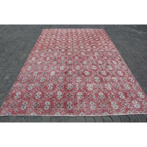 พรมตุรกีขนาดใหญ่พิเศษ 7x11.4 ฟุต พรมปะติดสีแดงวินเทจ - Product Image 1