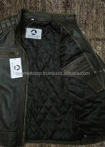 Chaqueta de cuero de motorista 100% para hombre, chaqueta de cuero para motocicleta, precio al por mayor y de alta calidad - Product Image 4