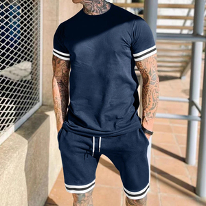 Ensemble de survêtement unisexe personnalisé avec logo de marque, 100 % coton respirant, coupe-vent d'été, veste et short - Product Image 5