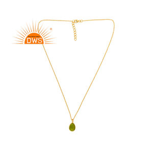 Collar con colgante de piedras preciosas de cuarzo peridoto doblete chapado en oro de 18 quilates de plata de ley superventas fabricante de joyería fina Demi - Product Image 4