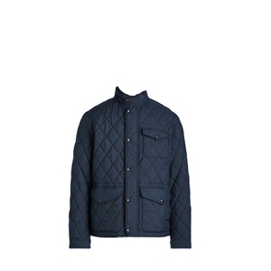 Blouson d'hiver pour homme, design géométrique vintage, toile coupe-vent, laine/polyester, fermeture éclair, col mandarin, uni teint - Product Image 3