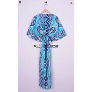 Kaftan vintage 100% coton pour femmes, fait main, robe longue maxi à imprimé floral, robe confortable, style hippie - Product Image 5