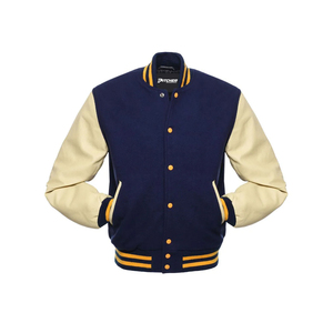 Tùy Chỉnh Tên Đội Len Varsity Áo Khoác Với Da Chính Hãng Tay Áo Windproof Mùa Đông Cao Đẳng Letterman Áo Khoác Cho Nam Giới Phía Trước - Product Image 4